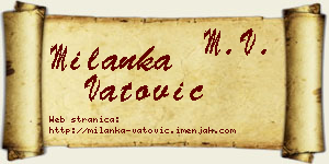 Milanka Vatović vizit kartica